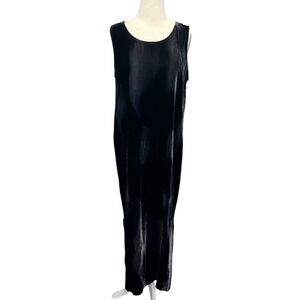 HARARI Velvet Maxi Dress Large Silk Blend Black Ombre Slits Fairy Whimsigoth VTG